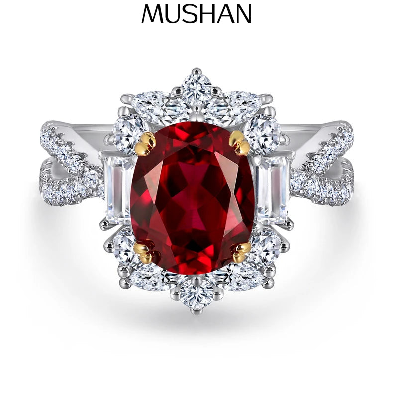 Anillo de boda de plata de ley 925 de MuShan Jewelry, anillo con diamante de alto carbono, regalo para damas de honor, estilo moderno, anillos para mujer, joyería fina