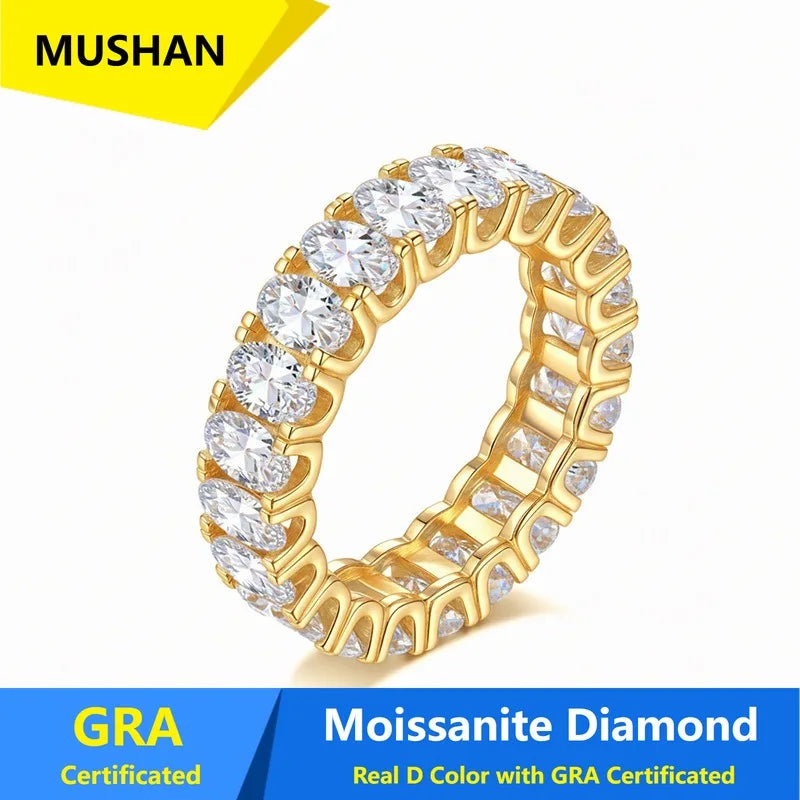 Bague en argent sterling 925 MUSHAN Luxury Jewelry pour femme, alliance avec diamant moissanite couleur D et émeraude, certifiée GRA, bijou de luxe