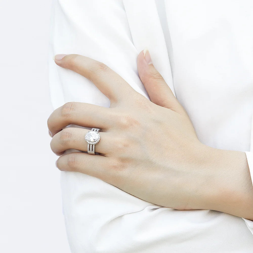 MuShan Jewelry 925 Sterling Silver Ring Wedding Band HCD Gemstones Bridesmaid Gift Minimalist Style Women Rings Fine Jewelry