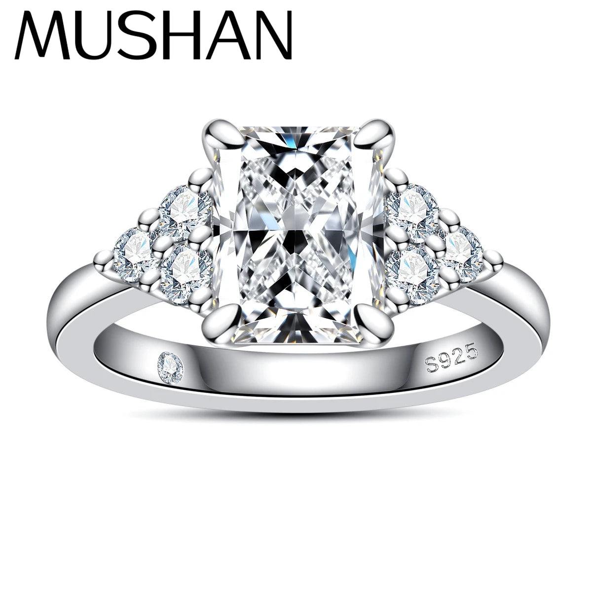 Bague de luxe MuShan en argent sterling 925 avec moissanite VVS pour rendez-vous galant, bijou pour femme plaqué or 18 carats breveté MST