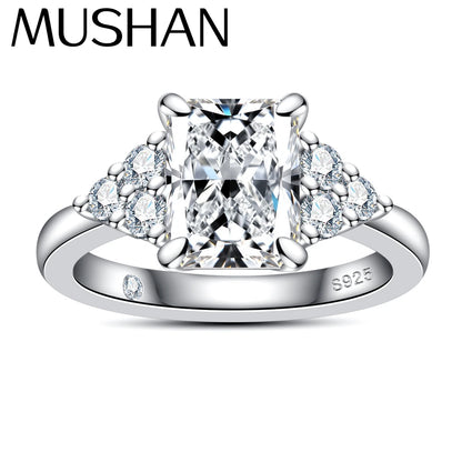 Bague de luxe MuShan en argent sterling 925 avec moissanite VVS pour rendez-vous galant, bijou pour femme plaqué or 18 carats breveté MST