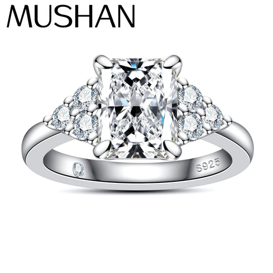 MuShan Luxury Jewelry 925 Sterling Silver Ring VVS Moissanite Date Night Ring Ladies 18K Real Gold Plated MST Patent Jewellery