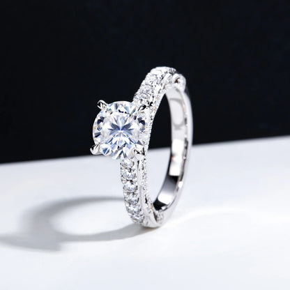 Anillo de compromiso de plata de ley 925 con moissanita de la marca MuShan para pareja, bañado en oro auténtico de 18 quilates, joyería con patente MST