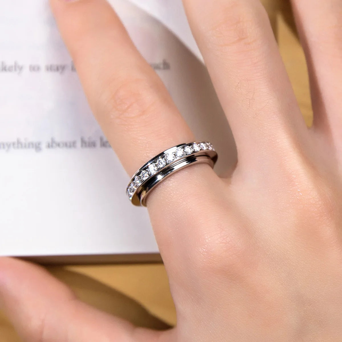 Bague MuShan en argent sterling 925 avec moissanite VVS, bague décontractée pour femme, plaquée or 18 carats, bijou breveté MST