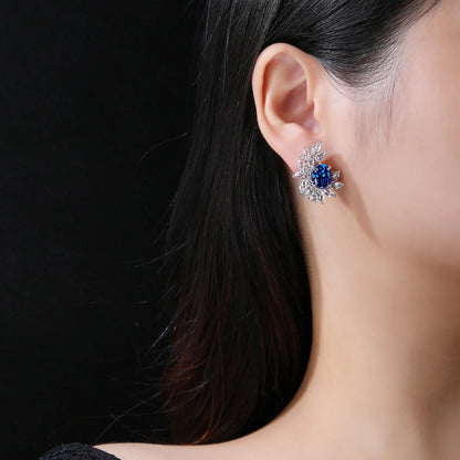 MuShan Jewelry 925 Sterling Silver Earring Designer 5A CZ Gemstones High Carbon Diamond 925 Sterling Silver Earrings Accessories