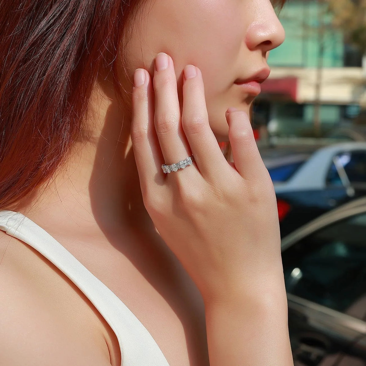 Anillo de joyería de lujo MUSHAN de plata de ley 925 para mujer, anillo de diamantes de moissanita con certificado GRA, color D, joyería fina