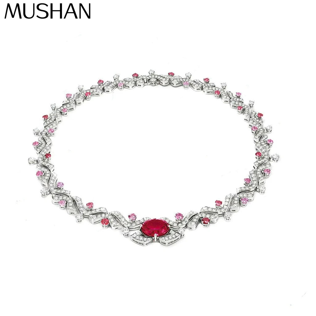 MuShan Jewelry 925 Sterling Silver Necklace 5A CZ Gemstones Luxury HCD Gemstones Women 925 Sterling Silver Pendant Accessories
