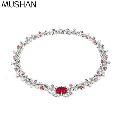 MuShan Jewelry 925 Sterling Silver Necklace 5A CZ Gemstones Luxury HCD Gemstones Women 925 Sterling Silver Pendant Accessories