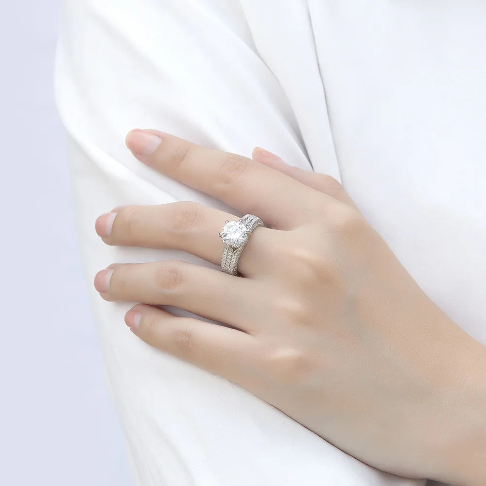 MuShan Jewelry 925 Sterling Silver Rings Bands Rings Bands Ring 7A Cubic Zirconia Birthday Engagement Anniversary  Women Gift