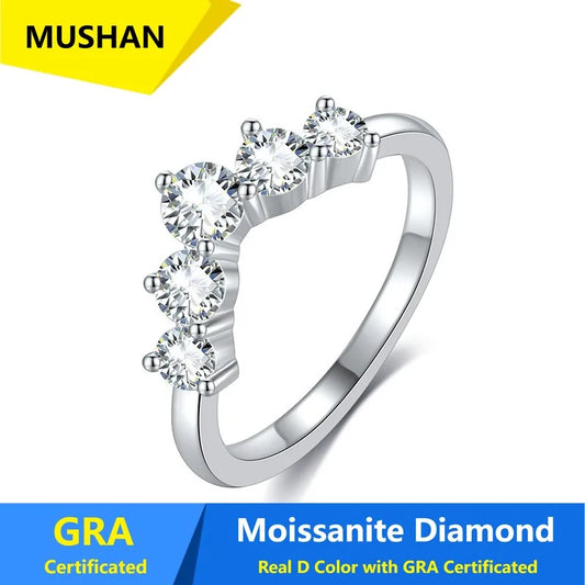 MUSHAN Luxury Jewelry 925 Sterling Silver Ring Band Women GRA Certificated Moissanite Diamond Emerald D Color Rings Fine Jewelry