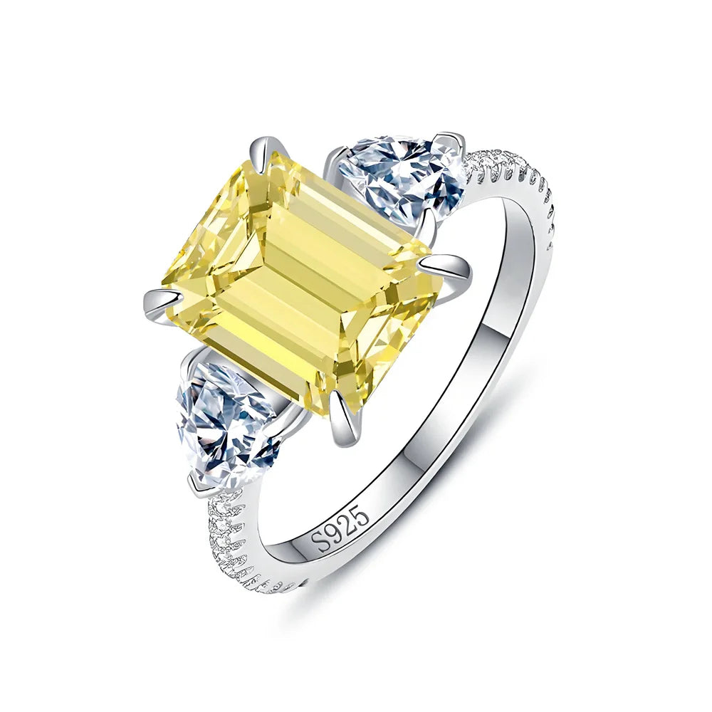 MuShan Jewelry 925 Sterling Silver Ring Wedding Band HCD Gemstones Minimalist Style Glamorous Style Women Rings Fine Jewelry