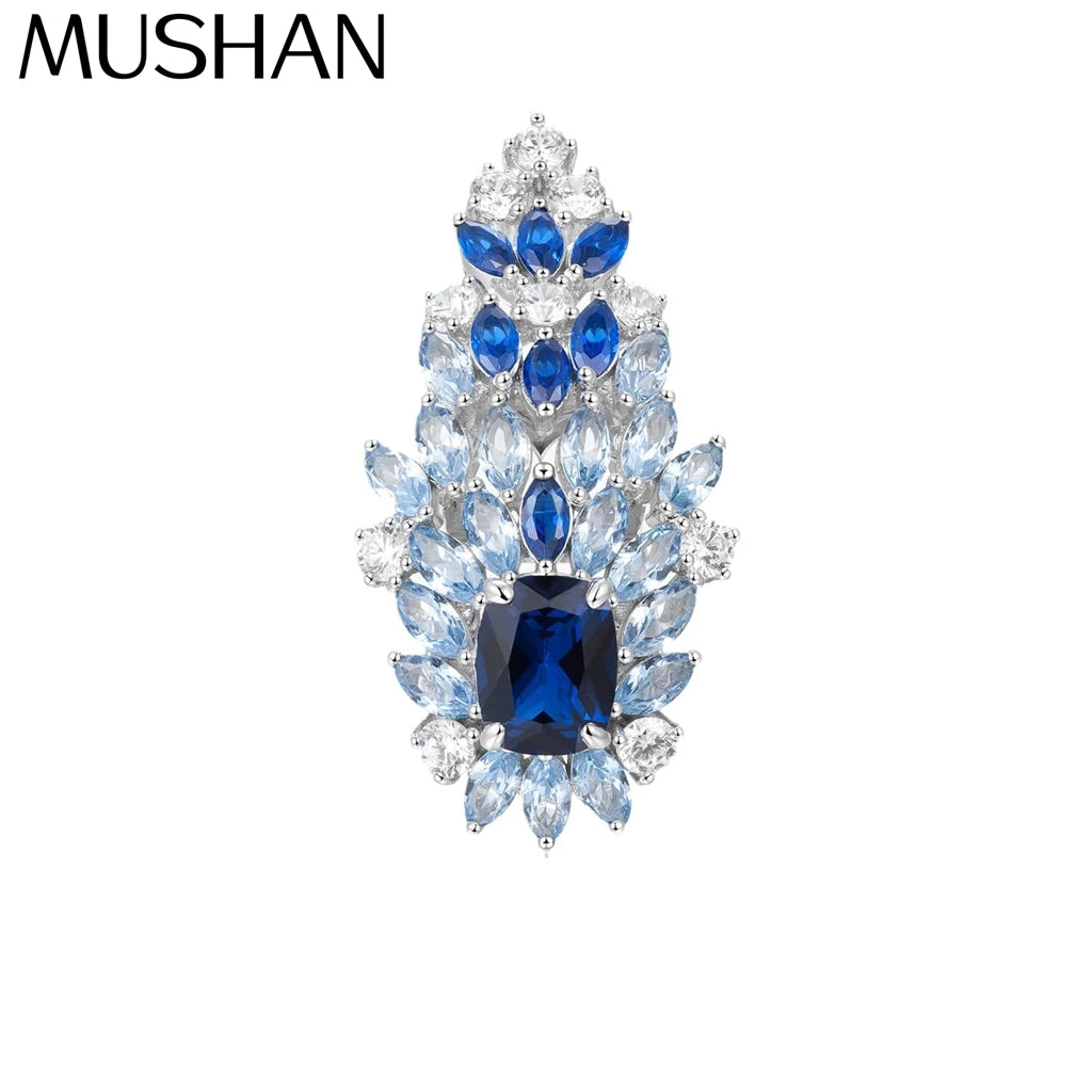 MuShan Jewelry 925 Sterling Silver Rings Bands Engagement Ring 7A Cubic Zirconia Modern Rings Bands Anniversary  Women Gift