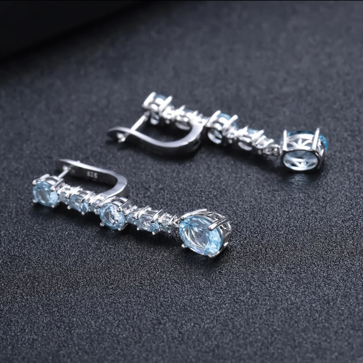 MUSHAN Custom Jewelry 925 Sterling Silver Earrings Lab Blue Ruby Oval Romantic Gift for Women 18K Gold Plated Anniversary