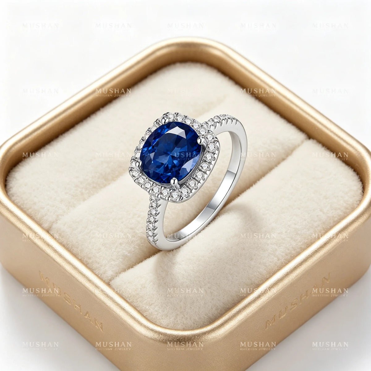 MUSHAN Custom Jewelry 2CT Circular Ring Lab Grown Gemstones Ruby Emerald Sapphire Rings Jewelry 925 Sterling Silver Women Ring
