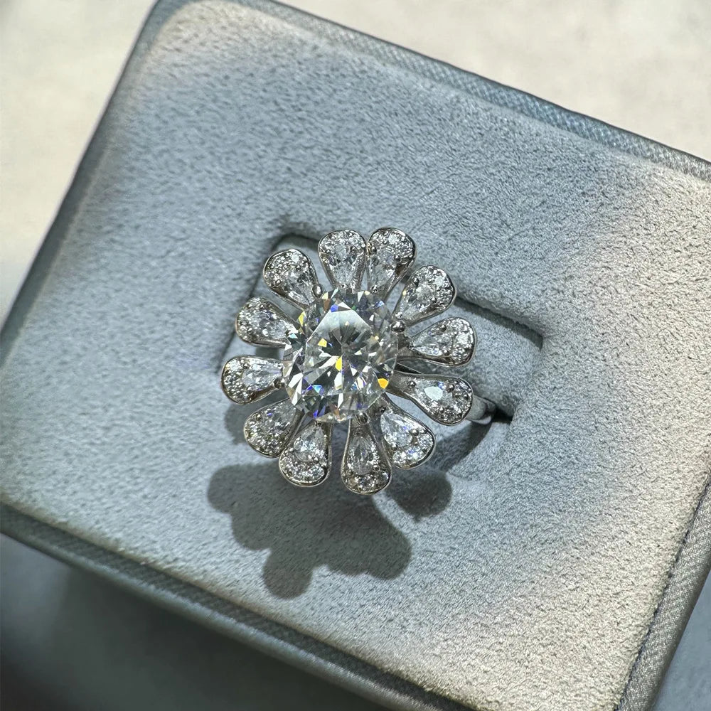 Anillo de compromiso de plata de ley 925 marca MuShan con diamante de moissanita, color D, VVS1, para mujer, joyería fina con patente MST