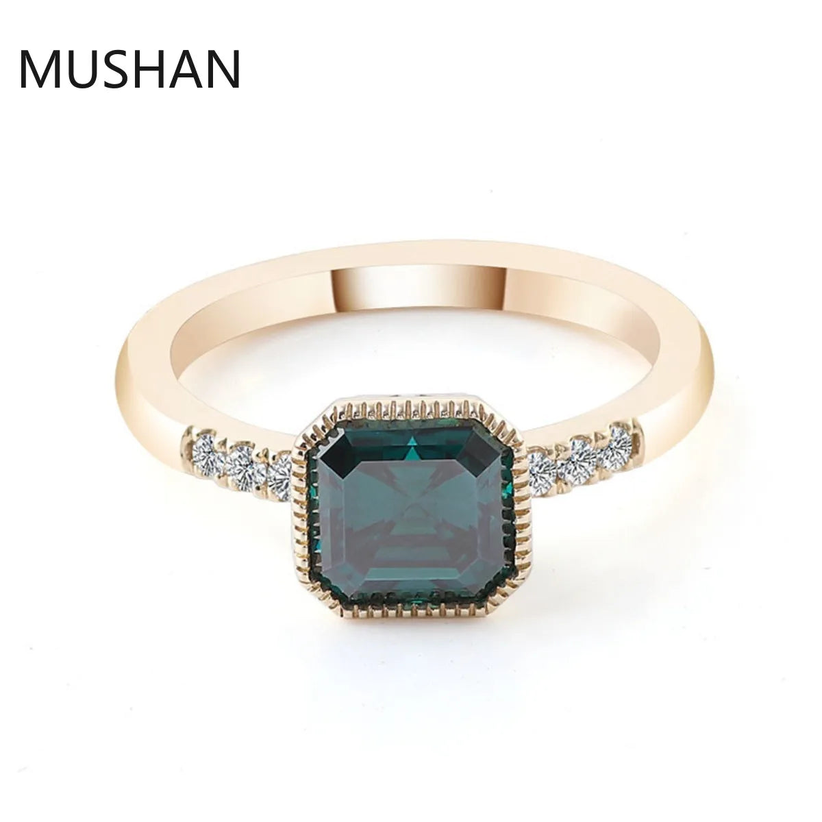 Anillos de banda MUSHAN de lujo personalizados en oro de 14K y 18K con diamantes de moissanita y piedras preciosas cultivadas en laboratorio, anillo de bodas con diamantes para mujer