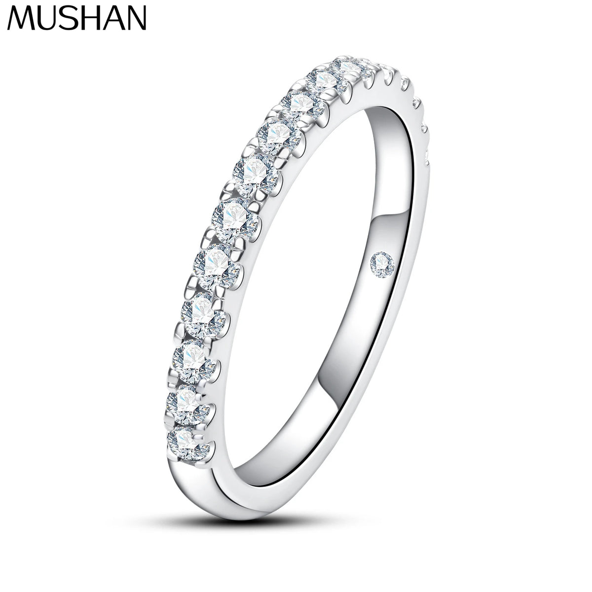 Bague de graduation pour femme MuShan en argent sterling 925 avec moissanite VVS, plaquée or véritable 18K, brevetée MST