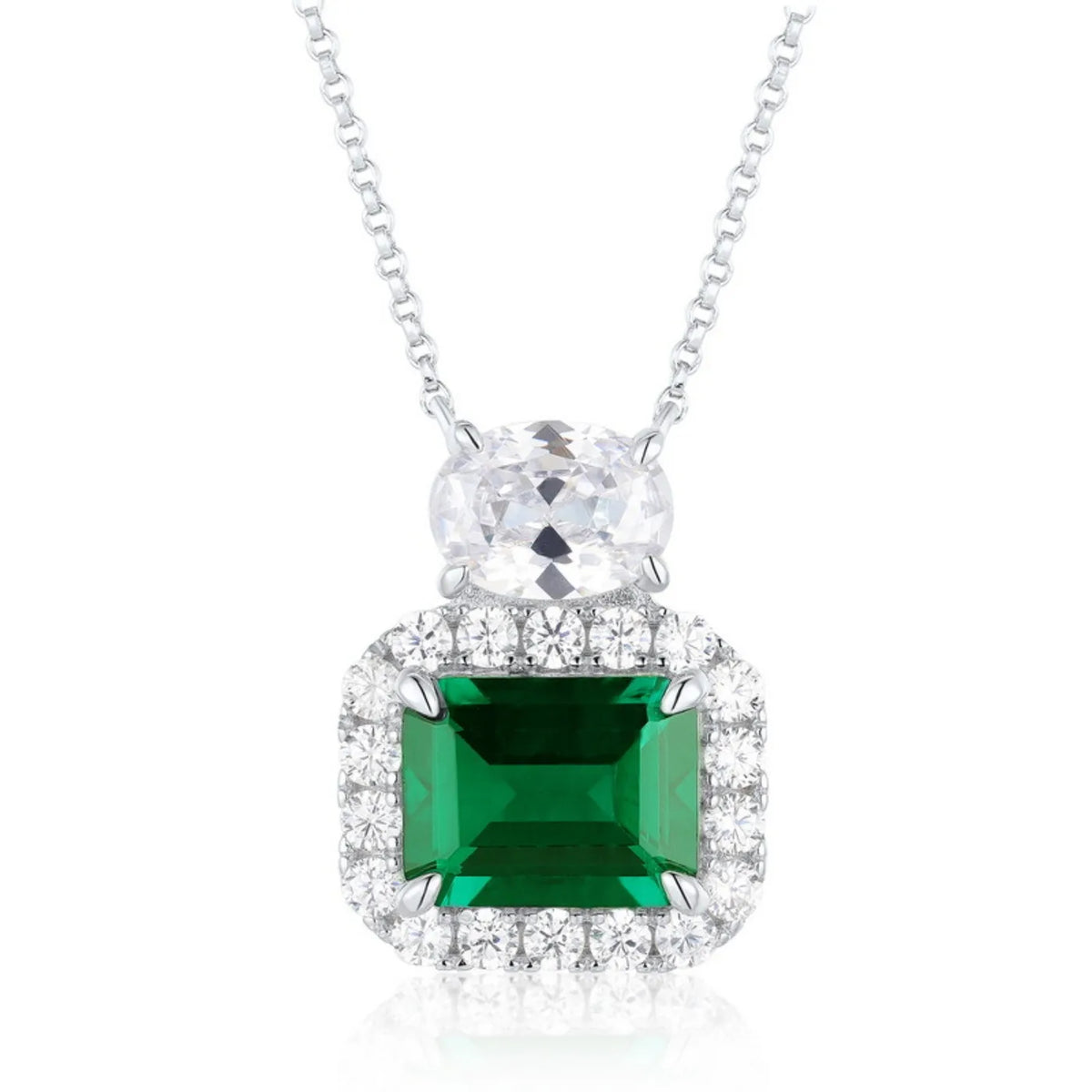 MUSHAN Luxury Jewelry 925 Sterling Silver Chain Pendant Necklace Lab Grown Emerald Ruby Gemstones Necklaces Pendants GRC Jewelry