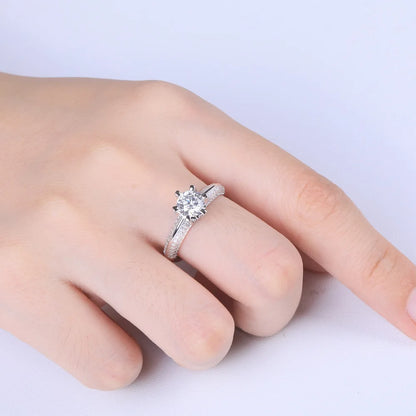 Anillo de joyería de lujo MuShan de plata de ley 925, anillo de moissanita para regalo de Navidad, baño de oro de 18K, anillos finos con patente MST