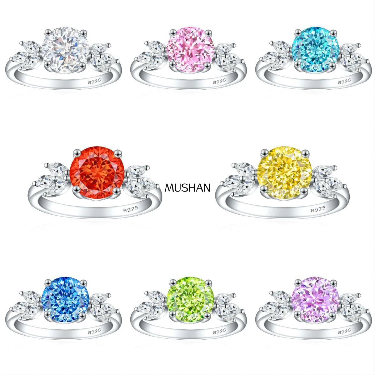 MuShan Jewelry 925 Sterling Silver Ring Wedding Band High Carbon Diamond Engagement Party Chic Style Women Rings Fine Jewelry