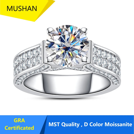 MUHAN Luxury Jewelry  925 Sterling Silver Ring Wedding Band  Women GRA Certificate Moissanite Diamond Rings D Color Fine Jewelry