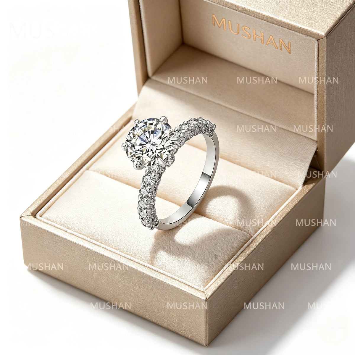 MUSHAN Luxury Custom 14K 18K Gold Rings Band Jewelry With Moissanite Diamond Lab Grown Gemstones Diamond Wedding Ring For Women