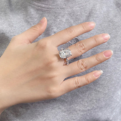 MUSHAN Luxury Jewelry 925 Sterling Silver Ring Band Women GRA Certificated Moissanite Diamond Emerald D Color Rings Fine Jewelry
