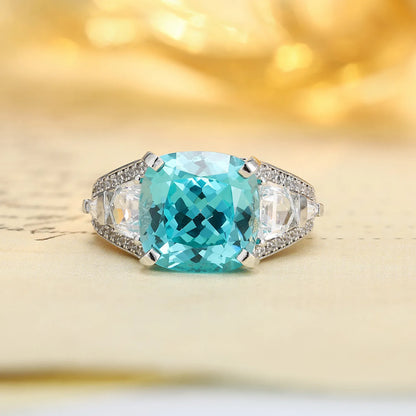 MUSHAN Custom Jewelry 925 Sterling Silver Ring Lab Blue Sapphire Round Wedding Party for Women 18K Gold Plated Anniversary Ring