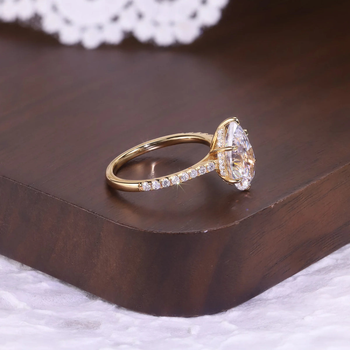 Anillo de plata de ley 925 marca MuShan, anillo de compromiso con moissanita redonda para mamá, chapado en oro real de 18K, anillos con patente MST
