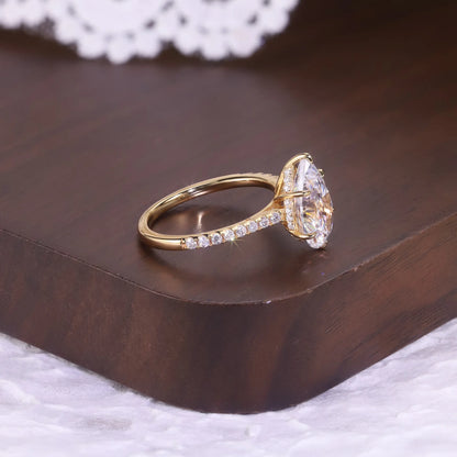 Anillo de plata de ley 925 marca MuShan, anillo de compromiso con moissanita redonda para mamá, chapado en oro real de 18K, anillos con patente MST