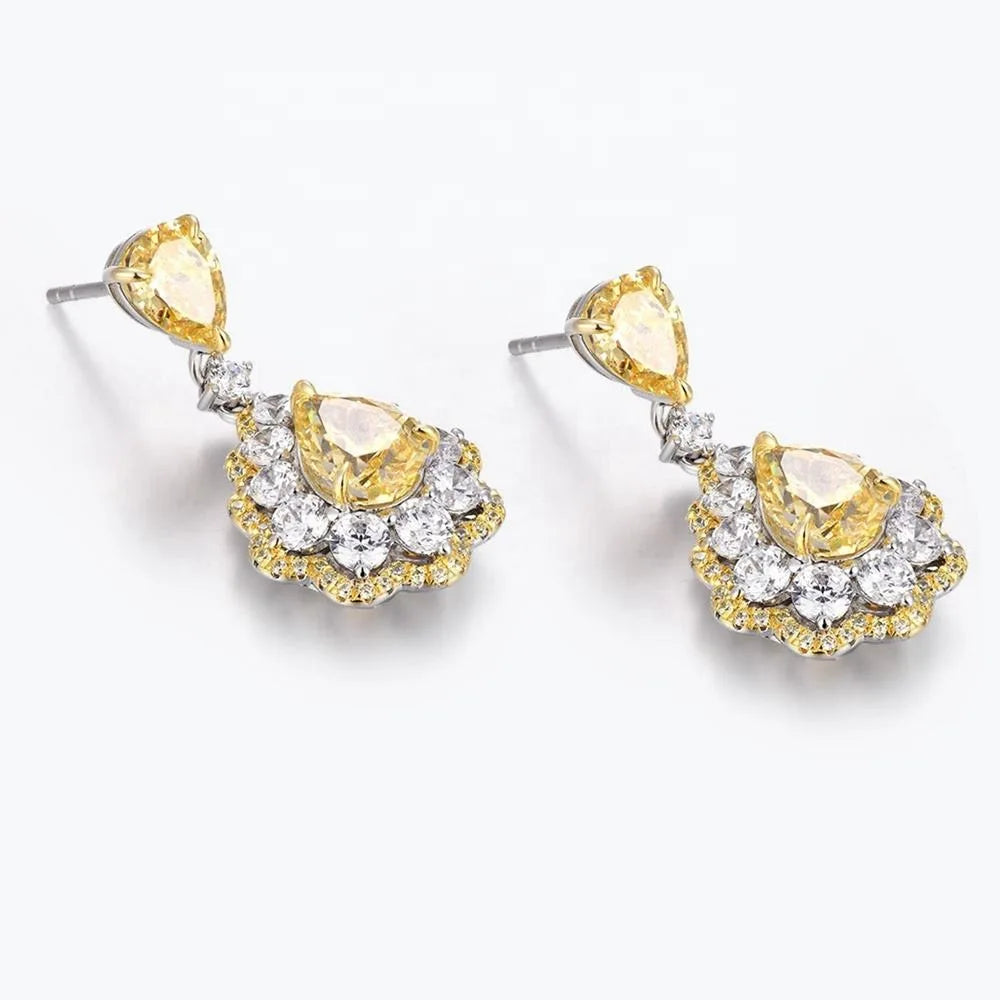 MuShan Jewelry 925 Sterling Silver Earring HCD Gemstones Fine 5A CZ Gemstones Brilliant 925 Sterling Silver Earrings Accessories