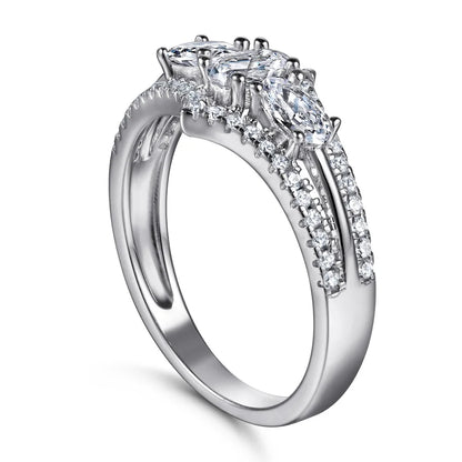 MuShan Jewelry 925 Sterling Silver Romantic Engagement Ring 7A Cubic Zirconia Rings Bands Timeless Anniversary  Women Gift