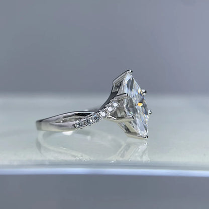 MuShan Designer Jewelry 925 Sterling Silver Ring D Color Moissanite Promise Ring for Women 18K Real Gold Plated MST Patent Rings