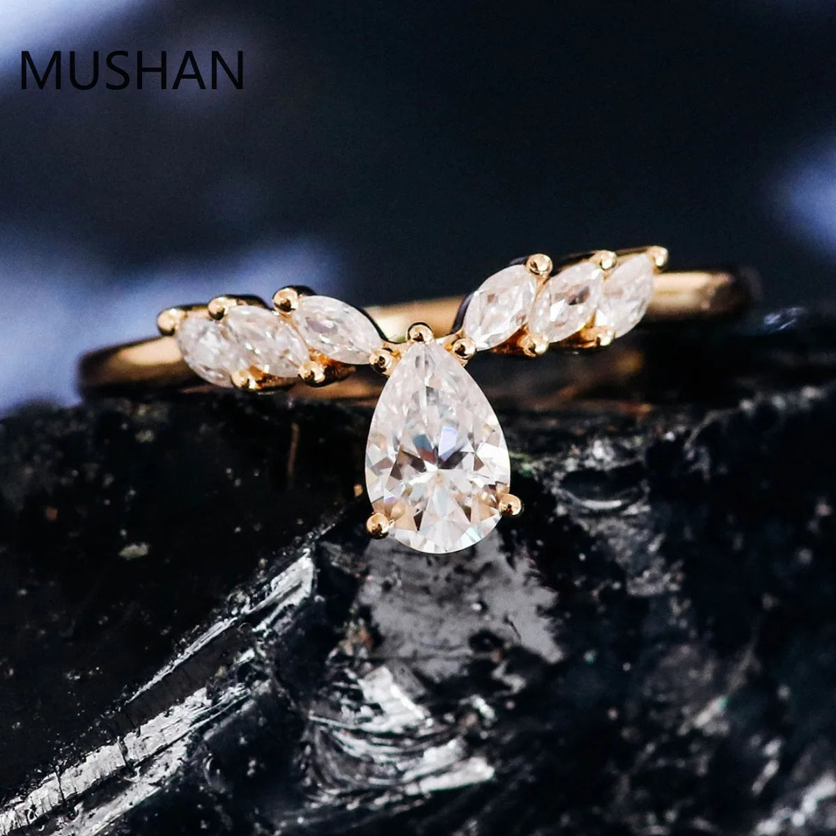 MUSHAN Luxury Custom 14K 18K Gold Rings Band Jewelry With Moissanite Diamond Lab Grown Gemstones Diamond Wedding Ring For Women