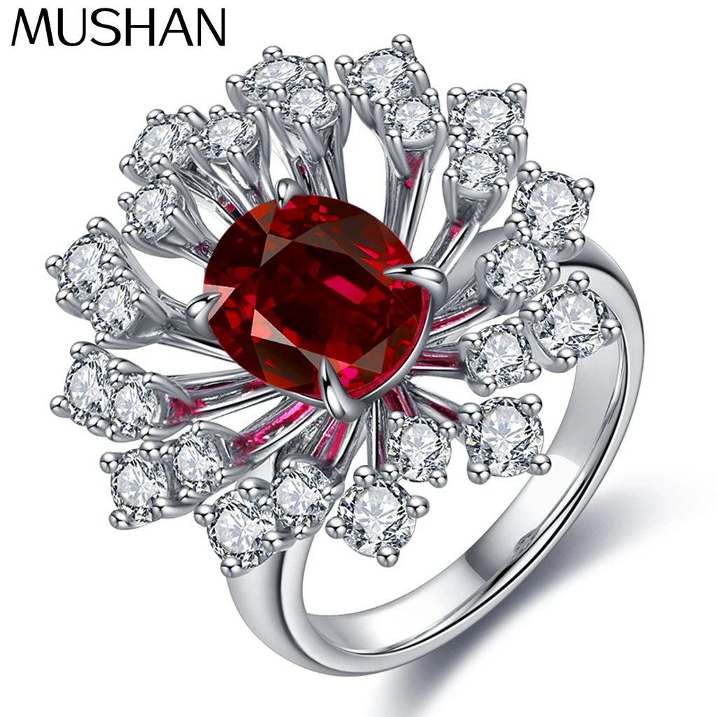 MUSHAN Custom Jewelry 925 Sterling Silver Ring Band Lab Grown Ruby Emerald Sapphire Paraiba Gemstones Rings For Women Jewelryr