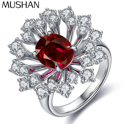 MUSHAN Custom Jewelry 925 Sterling Silver Ring Band Lab Grown Ruby Emerald Sapphire Paraiba Gemstones Rings For Women Jewelryr