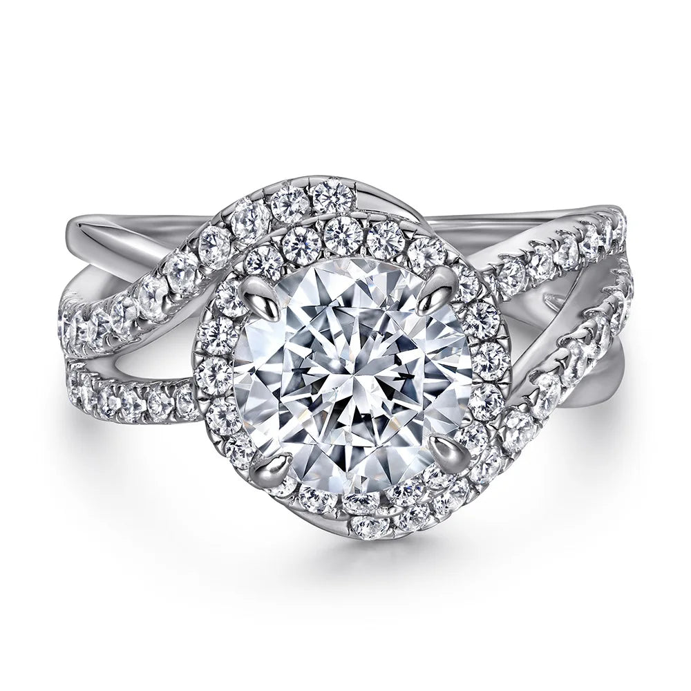 Anillo de boda de plata de ley 925 de MuShan Jewelry, anillo con diamante de alto carbono, regalo de Navidad, anillos chapados en oro para mujer, joyería fina