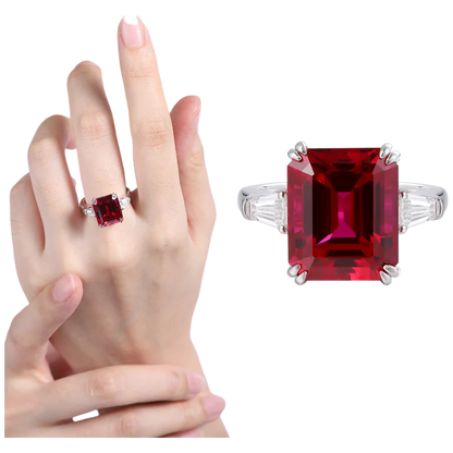 MUSHAN Custom Jewelry 925 Sterling Silver Ring Lab Red Ruby Heart Luxury Ring for Women 18K Gold Plated GRC Certificate Rings
