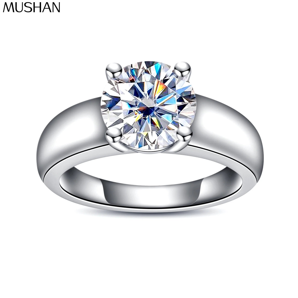 Bague MuShan en argent sterling 925 avec moissanite VVS, bague glamour pour femme, plaquée or 18 carats, brevet MST, bijoux fins certifiés GRA