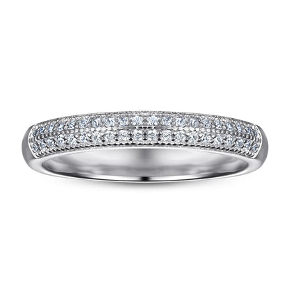 MuShan Jewelry 925 Sterling Silver Rings Bands Rings Bands Ring 7A Cubic Zirconia Rings Bands Engagement Rings Bands  Women Gift