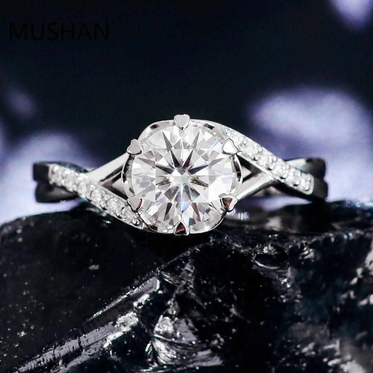 MUSHAN Luxury Custom 14K 18K Gold Rings Band Jewelry With Moissanite Diamond Lab Grown Gemstones Diamond Wedding Ring For Women