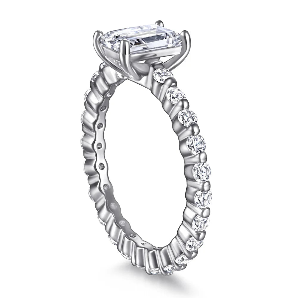 MuShan Jewelry 925 Sterling Silver Rings Bands Engagement Ring 7A Cubic Zirconia Birthday Timeless Anniversary  Women Gift