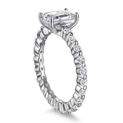 MuShan Jewelry 925 Sterling Silver Rings Bands Engagement Ring 7A Cubic Zirconia Birthday Timeless Anniversary  Women Gift