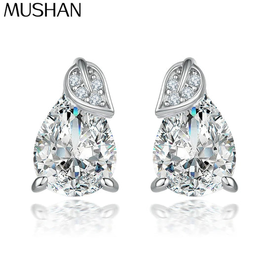 MuShan Brand Jewelry 925 Sterling Silver Earrings Cubic Zirconia 7A Hoop Casual Women 18K Rose Gold Plated Fine Jewelry Earring