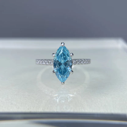 MUSHAN Luxury Jewelry 925 S925 Silver Sea Blue Bmw Eye Ring  Women'S Highcarat Diamond Ring