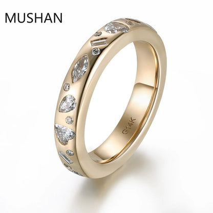 MUSHAN Luxury Custom 14K 18K Gold Rings Band Jewelry With Moissanite Diamond Lab Grown Gemstones Diamond Wedding Ring For Women