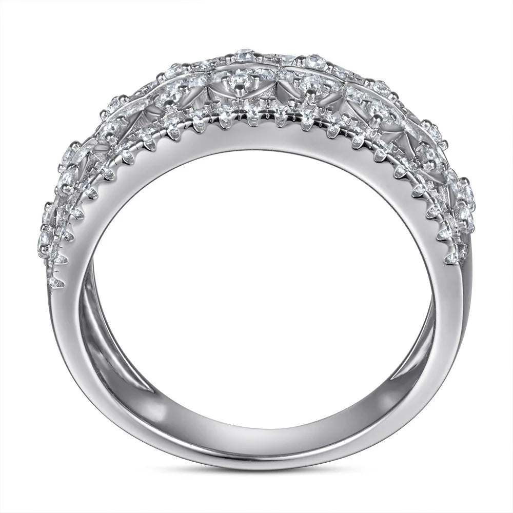 Anillos de banda de plata de ley 925 de MuShan Jewelry, anillo de compromiso, anillos de banda de circonita cúbica 7A, regalo romántico de aniversario para mujer