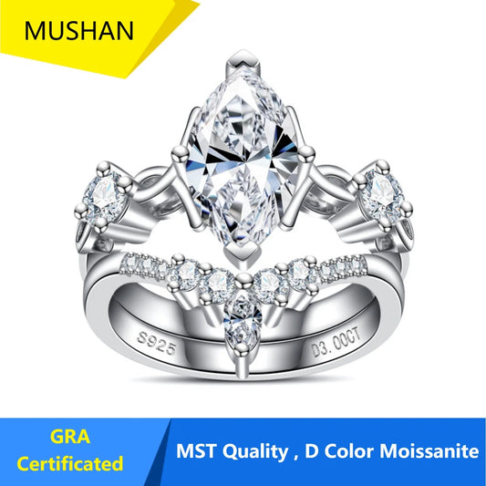MUHAN Luxury Jewelry  925 Sterling Silver Ring Wedding Band  Women GRA Certificate Moissanite Diamond Rings D Color Fine Jewelry