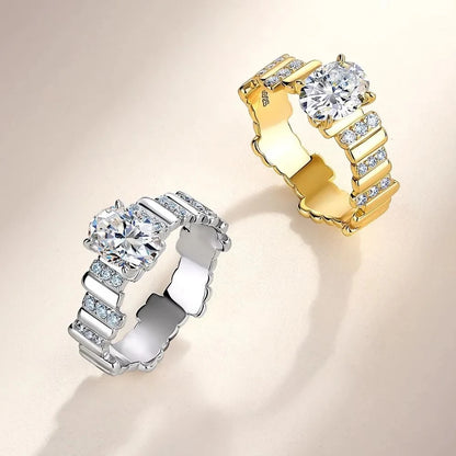 Anillo de banda de plata de ley 925 de MUSHAN Luxury Jewelry para mujer, anillo de diamante de moissanita con certificado GRA, esmeralda, color D, joyería fina