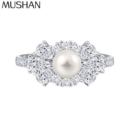 Bague de mariage MuShan Jewelry en argent sterling 925 avec diamant à haute teneur en carbone, cadeau pour elle, bijoux élégants, bagues pour femmes, joaillerie fine